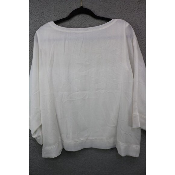 Rose & Olive Ivory Chiffon Sheer Lined Blouse-Size Large-Oversized - Picture 8 of 9